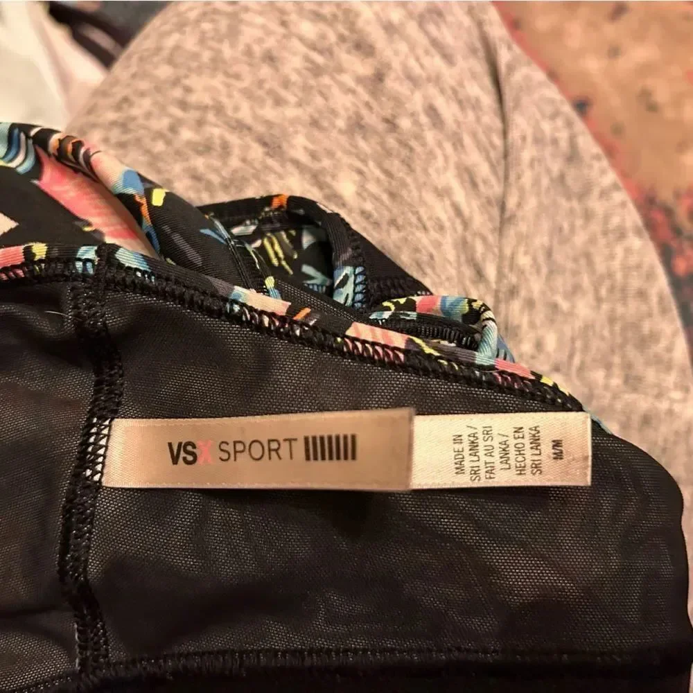 VSX Women's Black and Blue Patterned Sports Bra